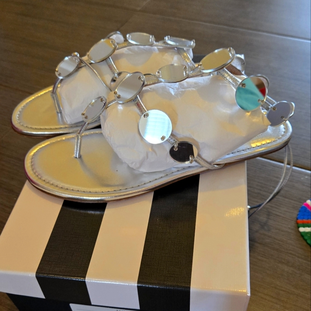 Aquazzura Silver Sandals with Mirror Details